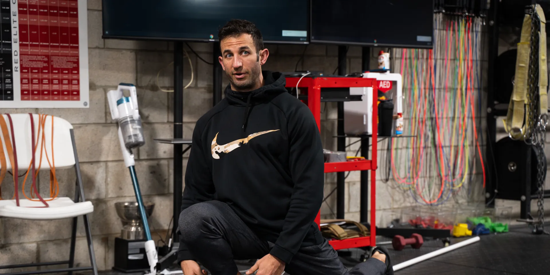 Coach Ryan McFadyen stretching